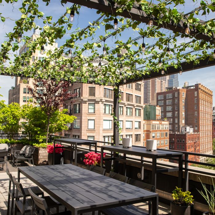 Pergola dining terrace above the city