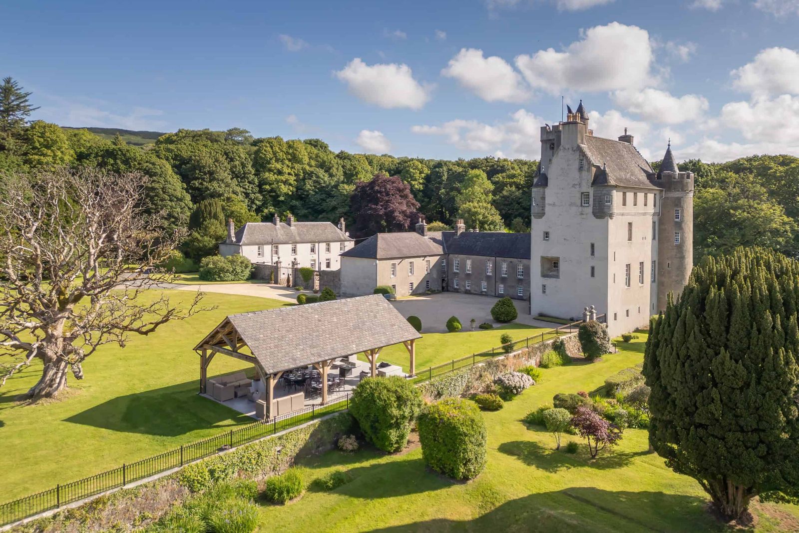 Killochan Castle above its gardens